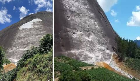 Prefeitura de Iúna faz avaliação de local onde aconteceu avalanche de pedras