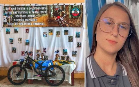 Ciclista de Iúna Sthefany é homenageada por grupo de MTB Downhill em Brejetuba