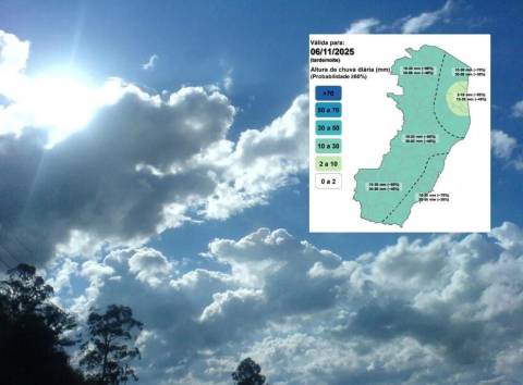 Alerta de chuva, granizo e rajadas de vento é emitido para o Caparaó Capixaba