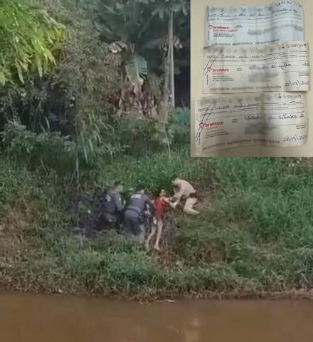 Guaçuí: suspeito foge e é preso em rio após furtar cheques e promissórias com mais de R$ 340 mil