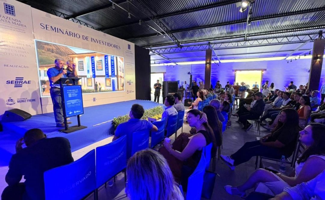 Autoridades estaduais e municipais participam do Seminário para Investidores que anunciou R$ 5 milhões para o restauro da Fazenda Santa Maria, em Muniz Freire.
