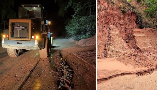 Deslizamento de terra exige atenção de motoristas na ES-484 em Bom Jesus do Norte