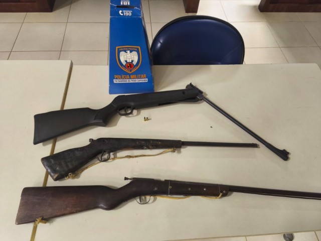 PM apreende armas durante ocorrência em área rural de Iúna