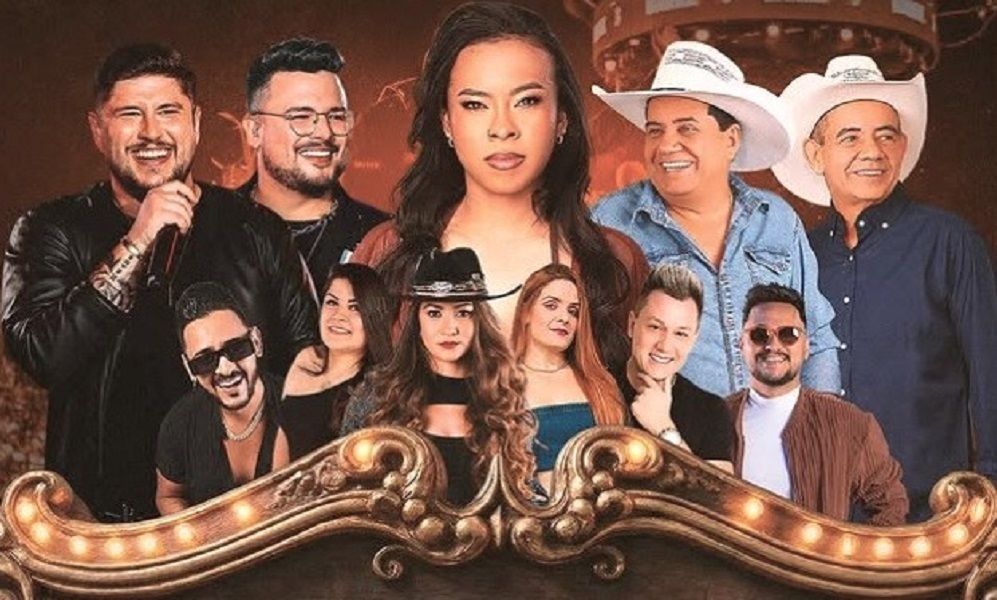 Cartaz promocional do 3º Rodeio do Trabalhador de Alegre. A imagem apresenta fotos dos artistas da programação, com destaque central para a cantora Maíza Lima. Estão presentes também as duplas Os Gargantas de Ouro, Breno & Bernardo e outros músicos. O fundo possui tons terrosos e elementos que remetem ao universo do rodeio, com uma moldura rústica e iluminada na parte inferior.