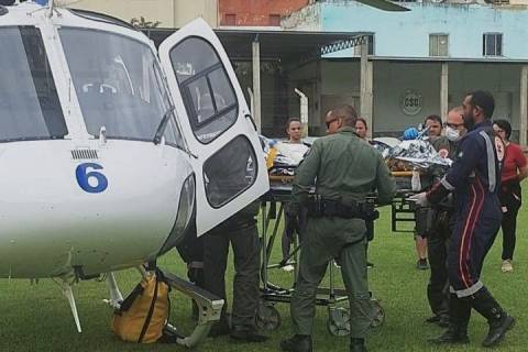 Paciente vítima de AVC é transferido de helicóptero em Muniz Freire