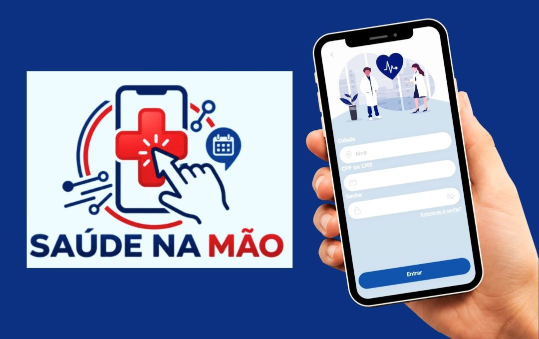 Montagem digital com duas imagens em fundo azul escuro. À esquerda, em um quadrado branco, está o logotipo do programa 