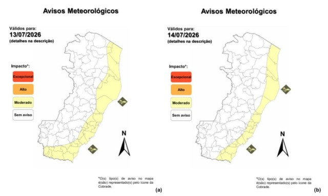 Frente fria mantém temperaturas baixas e coloca parte do Caparaó em alerta para ventos intensos