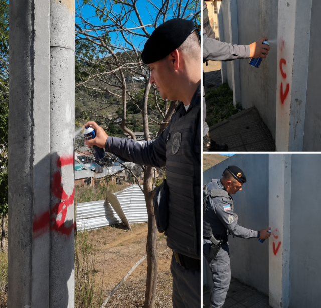 PM identifica inscrições “PCV” em muros e postes em Dores do Rio Preto