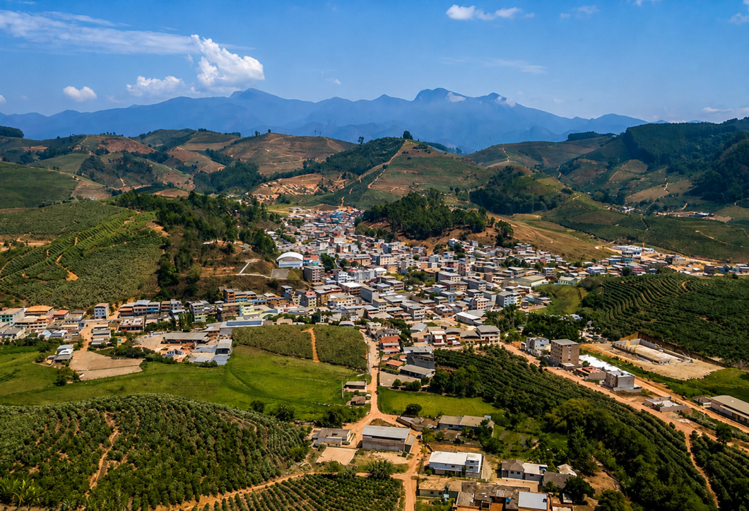 Vista panorâmica do município de Irupi, no Espírito Santo, ilustrando matéria sobre o desempenho da cidade em ranking estadual de transparência e governança pública.